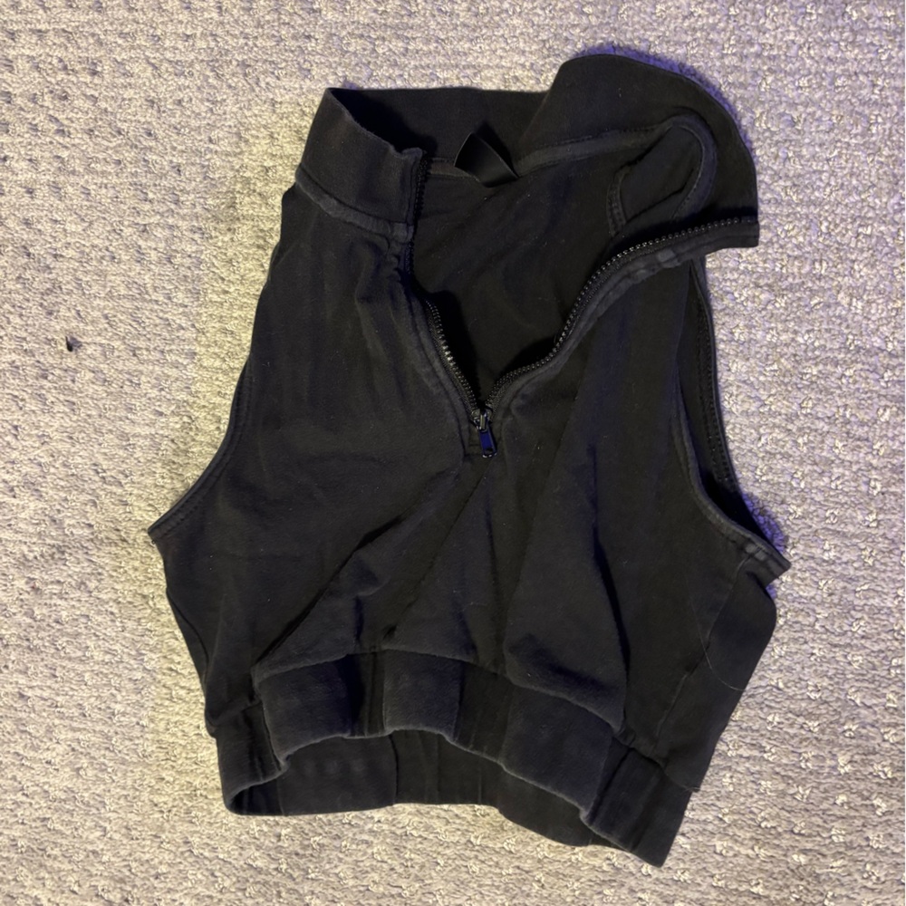 Garage Black Zip-Up Crop Top